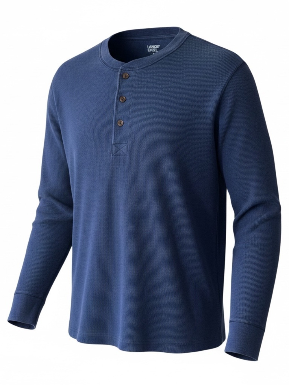 Lands' End Navy Thermal Long-Sleeve Shirt Size L Men